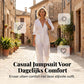 Casual Jumpsuit with V-Neck and Button Closure
