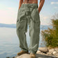 👖50% OFF! ✨ Men's Cotton Linen Cargo Pants with Drawstring Waist – Breathable, Relaxed Fit, Multi-Pocket 🏔️
