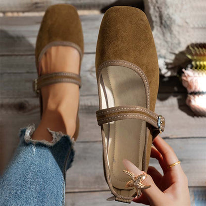 🌿2026 New Style🥿 Comfortable PU Suede-Look Strap Ballet Flats✨