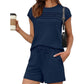 Women's Pintuck T-Shirt & Drawstring Shorts 2-Piece Set