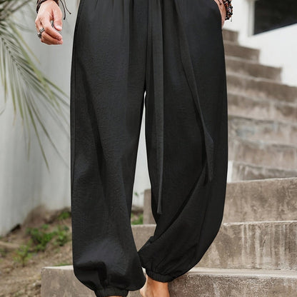 Men's Casual Harem Pants with Elastic Ankles