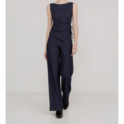🌸 50% OFF NOW! 🌸Women's Pinstripe Wrap Waist Jumpsuit