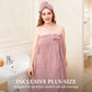 Women's Plus Size Warm Towel Wrap Robe Set with Drying Cap
