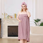 Women's Plus Size Warm Towel Wrap Robe Set with Drying Cap