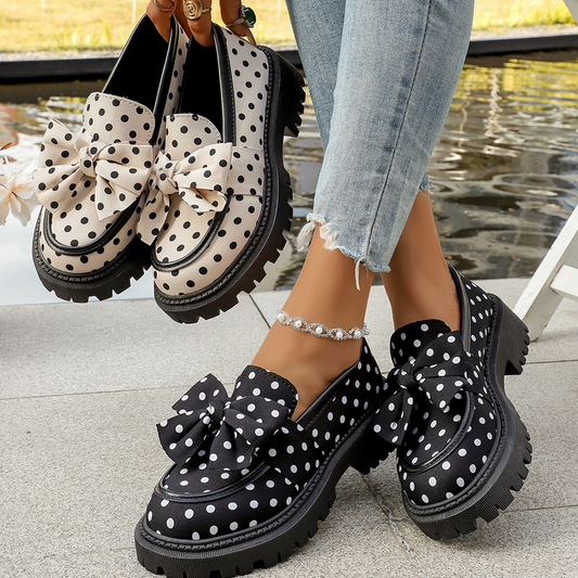 📢📢50% OFF !! ⏰Women's Polka Dot Bow Platform Loafers