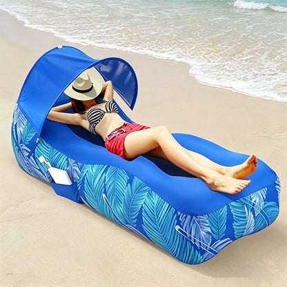 Effortless Inflation Air Lounger with Sunshade