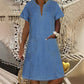 🥳SUMMER HOT SALE🥳💞50K+ SOLD!💥50% OFF! 🔥Women's Short Sleeve V-Neck Denim Dress