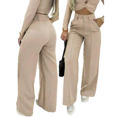 ✨ 50% OFF High-Waist Wide-Leg Trousers – Slimming Waistline, Flowing Silhouette & Office-to-Evening Comfort