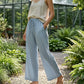 Women's Solid Color Crinkle Wide Leg Pants