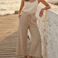 Women's Solid Color Crinkle Wide Leg Pants