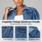 🧥 50% OFF NOW! ⏰ Women's Puff Short Sleeve Cropped Denim Jacket – Lightweight & vintage wash – Flattering cropped fit, perfect for summer layering or over dresses 🌸