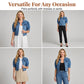 🧥 50% OFF NOW! ⏰ Women's Puff Short Sleeve Cropped Denim Jacket – Lightweight & vintage wash – Flattering cropped fit, perfect for summer layering or over dresses 🌸