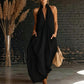 Women's Summer Halter Neck V-Neck Maxi Dress