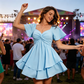 Summer Flutter Sleeve A-Line Mini Dress with Tie-Back