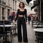 Women's Casual Crop Top & Wide Leg Pants Set