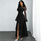 👗 50% OFF NOW!✨ Women's Sheer Bell Sleeve Maxi Dress – High-Waist & Dramatic Slit – Elegant Party & Wedding Guest Gown 🌹