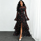 👗 50% OFF NOW!✨ Women's Sheer Bell Sleeve Maxi Dress – High-Waist & Dramatic Slit – Elegant Party & Wedding Guest Gown 🌹