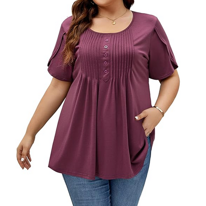 👚 50% OFF NOW! ✨ Women's Pleated Front Puff Sleeve T-Shirt – Soft, breathable & elegant puff sleeves – perfect for work, brunch or spring days 🌸