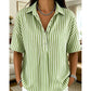 🥳SUMMER HOT SALE🥳💞50K+ SOLD!💥50% OFF! 🔥 Women's Striped Short-Sleeve Shirt – Relaxed Fit, V Neck, 9 Colors 🍂