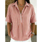 🥳SUMMER HOT SALE🥳💞50K+ SOLD!💥50% OFF! 🔥 Women's Striped Short-Sleeve Shirt – Relaxed Fit, V Neck, 9 Colors 🍂