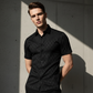 ⏳Limited-time 61% off⏰  ⚡Buy 2 get 5%+ Free Shipping✈️  Men's Textured Black Short Sleeve Shirt👔
