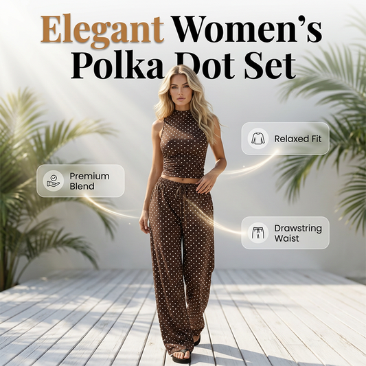 📢📢Now 50% OFF!!⏰Women's Polka Dot Sleeveless Top & Pants Set