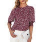Women's Casual Polka Dot 3/4 Sleeve Blouse Top