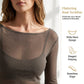 🥇New arrival 40% OFF!🌊Women's Sheer Long Sleeve Boat Neck Top
