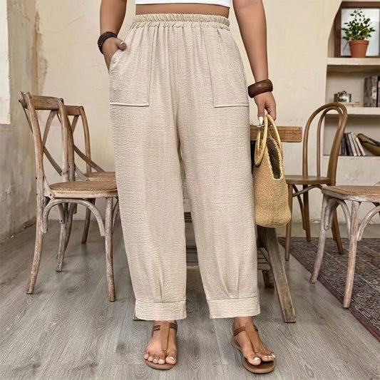 👖 LIMITED-TIME 50% OFF! ✨ Women’s Cuffed Ankle Pants – Relaxed Fit, Elastic Waist, Solid Colors 🍂