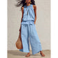 👚 50% OFF NOW! 🌸 Women's Sleeveless Smocked Neck Top & Pants Set – Stretchy & breathable – Flowy fit, perfect for summer or beach days – effortless matching style 👖