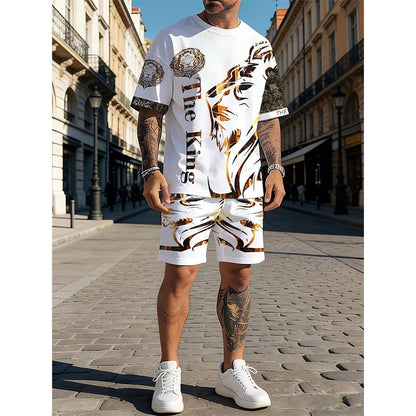 👕 50% OFF NOW! ⏰ Men's Lion Graphic Set – Bold lion print & breathable fabric – Relaxed fit, perfect for streetwear or casual days – cool 2-piece style 🩸😎