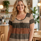 🍀👚LIMITED-TIME 50% OFF DEAL! 🌻Women’s Plus Size Pleated Color Block T-Shirt 🌼– Chic Gathered Neckline, Soft Fabric & Flowy Comfort 🌸
