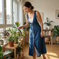 👗 50% OFF NOW! 🌸 Women's Button-Front Denim Overall Midi Dress – Soft denim & relaxed fit – Vintage look, side pockets – perfect for casual days or summer layering ✨