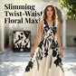 ⏳Limited-time 50% off⏰Women's Floral Print V-Neck Twisted Waist Maxi Dress👗