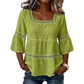 📢📢40% OFF !! ⏰ Elegant Square Neck Summer Blouse – Boho Lace, Bell Sleeves, Tiered Flow ✨