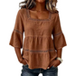 📢📢40% OFF !! ⏰ Elegant Square Neck Summer Blouse – Boho Lace, Bell Sleeves, Tiered Flow ✨