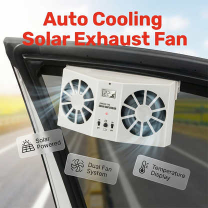 🎁2026 New Arrivals 50% OFF💥Solar Powered Car Exhaust Fan– Dual Turbo Ventilation & Temperature Display☀️