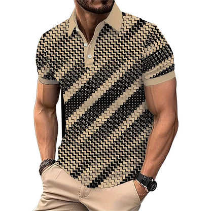 👔 50% OFF NOW! 💥 Men's Geometric Print Collared Shirt – Muscle fit & breathable – Fade resistant, perfect for summer or office – sharp and comfortable ✨