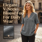 👚 LIMITED-TIME 50% OFF! 💥 Women's Casual Loose Fit V-Neck Blouse – Roll-Up Sleeves, High-Low Hem, Side Buttons ✨