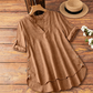 👚 LIMITED-TIME 50% OFF! 💥 Women's Casual Loose Fit V-Neck Blouse – Roll-Up Sleeves, High-Low Hem, Side Buttons ✨
