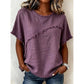 👚 LIMITED-TIME 50% OFF! 💥 Women's Summer Top with Raw Edge Paneling – Round Neck, Relaxed Fit, Edgy ✨
