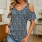 🔥 LIMITED-TIME 50% OFF 🌸 Women’s Printed Cold Shoulder V-Neck Top – Flattering V-Neck, Feminine Cut-Out Shoulders & Summer-Ready Prints