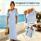 🌸 50% OFF NOW! 🌸Women's Elegant Striped Off Shoulder Dress