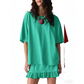 📢📢50% OFF !! ⏰Women's Oversized T-Shirt & Ruffle Skirt 2-Piece Set 🌸 | Breathable Summer Lounge Outfit ☀️ | Soft Fabric, Relaxed Fit 💕 | S-2XL