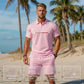 🏆 Men's Summer Polo & Shorts Set – 2-Piece Athletic Crew Neck Outfit, Breathable Performance Fabric with 4-Way Stretch for Active Lifestyles
