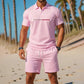 🏆 Men's Summer Polo & Shorts Set – 2-Piece Athletic Crew Neck Outfit, Breathable Performance Fabric with 4-Way Stretch for Active Lifestyles