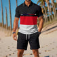 🏆 Men's Summer Polo & Shorts Set – 2-Piece Athletic Crew Neck Outfit, Breathable Performance Fabric with 4-Way Stretch for Active Lifestyles