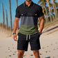 🏆 Men's Summer Polo & Shorts Set – 2-Piece Athletic Crew Neck Outfit, Breathable Performance Fabric with 4-Way Stretch for Active Lifestyles