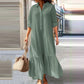 👗 LIMITED-TIME 50% OFF! ✨ Women's Vintage Lapel Neck Long Dress – Asymmetrical Hem, Soft Fabric, Timeless Style 🌸