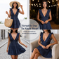 Women Summer V Neck Sleeveless Ruffle Mini Dress Solid Color Tiered Vest Dress